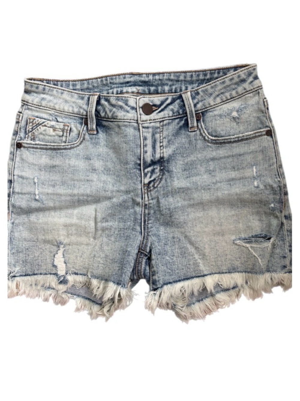 Willow & Root  Light Wash Denim Frayed Hem Women's Shorts